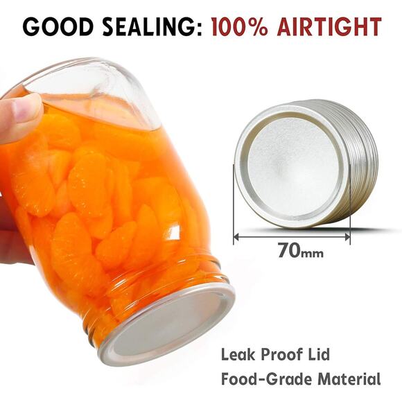 102 Canning Lids,70MM Mason Jar Lids,Seal and leak-proof Split-Type w/5 PCS Ring - Picture 3 of 12